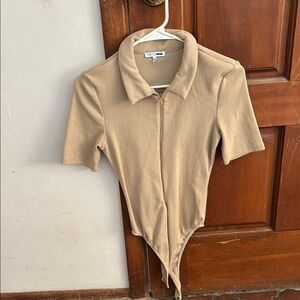Tan Bodysuit with Collar